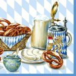 Салфетка для декупажа трехслойная *Баварский хлеб, голубой *, 33 х 33 см, 1 шт