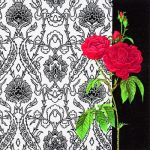 Салфетка для декупажа трехслойная *Викторианский узор и роза (черный)*, 33 х 33 см, 1 шт
