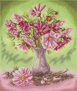 PANNA Набор для вышивания Ц-1190 *Розовые космеи* ― Сокровища для рукоделия