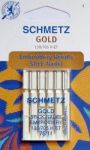 Иглы для бытовых швейных машин для вышивания Gold, титаниум Schmetz № 75, 5 шт