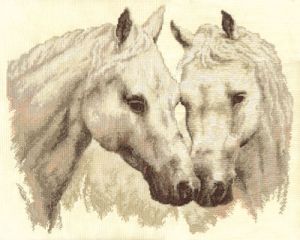 PANNA Набор для вышивания Ж-1066 *Пара белых лошадей* ― Сокровища для рукоделия